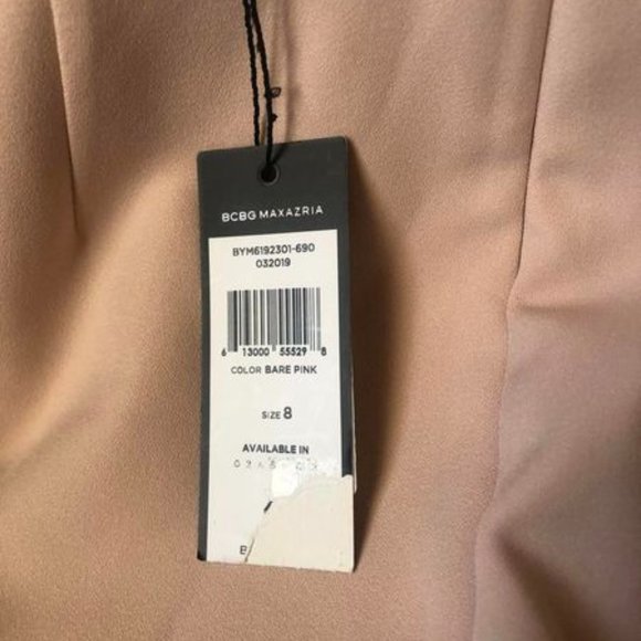 New* BCBGMAXAZRIA Cut-Out Halter-Neck Gown Dress Bare Pink Color Size 8 $338.00 - Picture 8 of 9